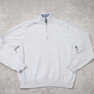Brooks Brothers 346 Sweatshirt Mens Large Gray 1/4 Zip Supima Cotton‎ Sweater